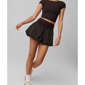 OFFLINE by Aerie Real Me Bubble‎ Skort True Black Athletic Skirt Casual Mini Med